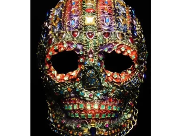 Peinture sur verre « COLORFUL SKULL » 120 x 80 cm